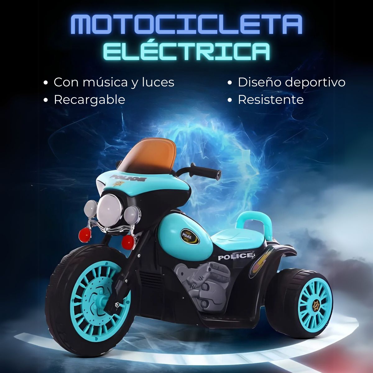 JUGUETERIA - Moto Eléctrica Niños Pequeños Música Luces Diseño Harley Policia