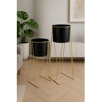 Maceteros Pedestal Set 2 unidades Macetas negro Porta maceta