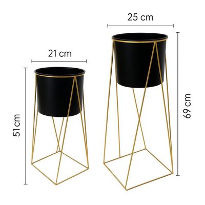 Imagen 2 del producto Maceteros Pedestal Set 2 unidades Macetas negro Porta maceta