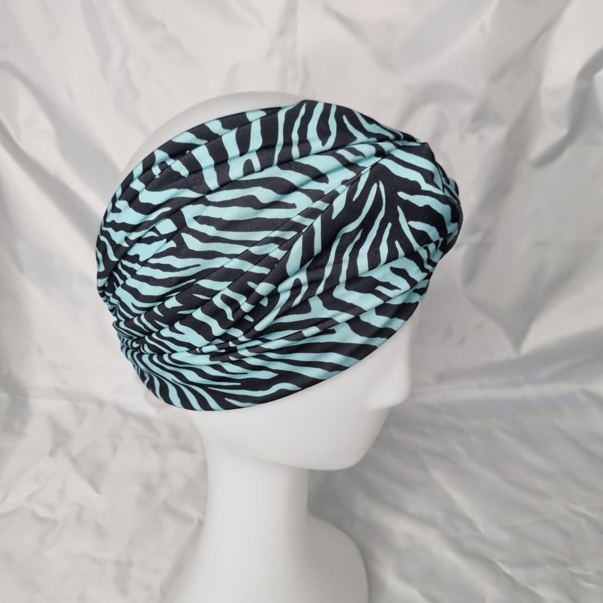 EL ESPACIO DE TOMMY - Turbante cintillo clínico lycra cebra verde agua negro