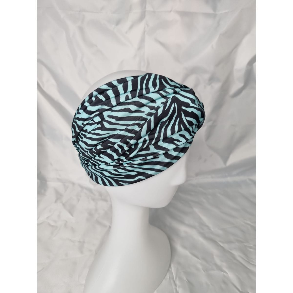 EL ESPACIO DE TOMMY - Turbante cintillo clínico lycra cebra verde agua negro