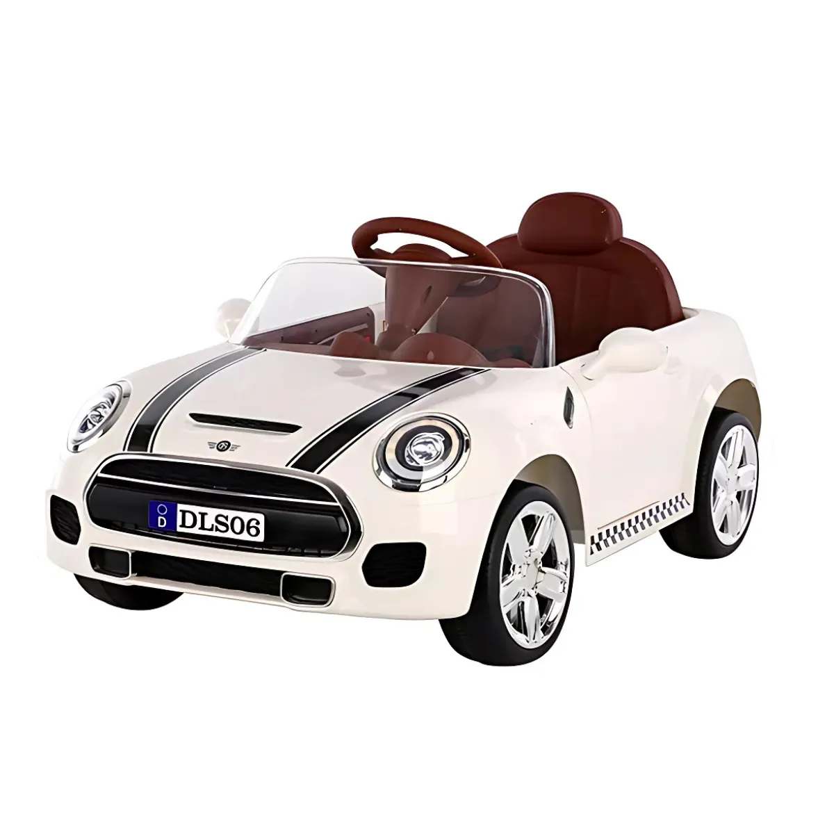 JUGUETERIA - Auto Eléctrico Niños Bebés Estilo Min Cooper Música y luces Control Remoto - Color Blanco