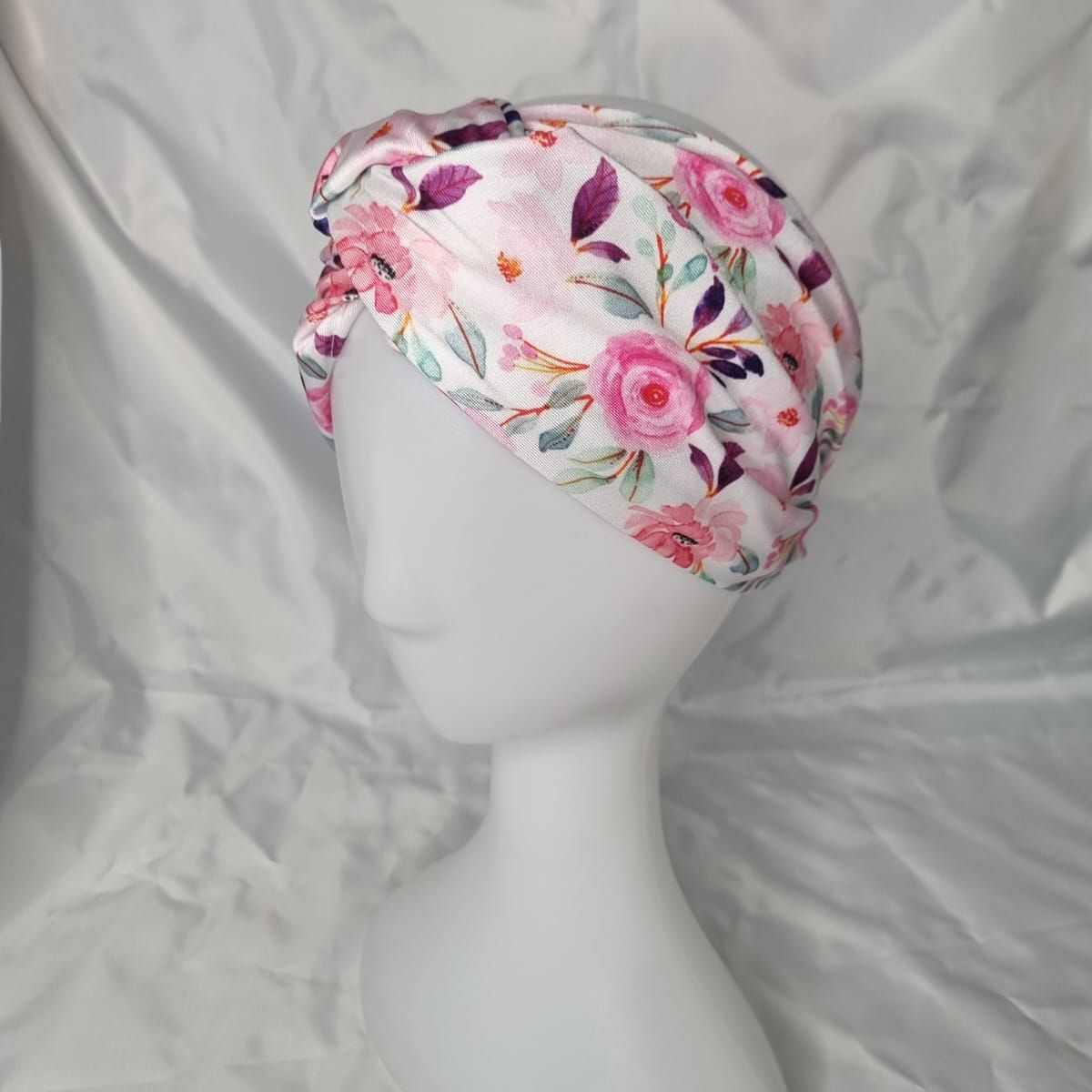 EL ESPACIO DE TOMMY - Turbante cintillo clínico lycra flores rosa