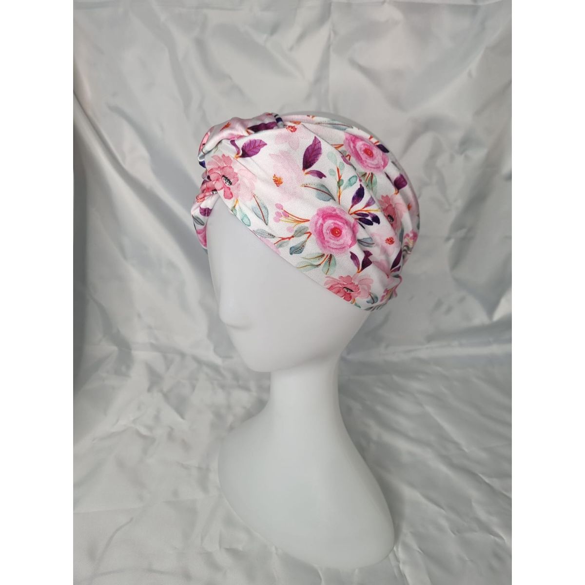 EL ESPACIO DE TOMMY - Turbante cintillo clínico lycra flores rosa