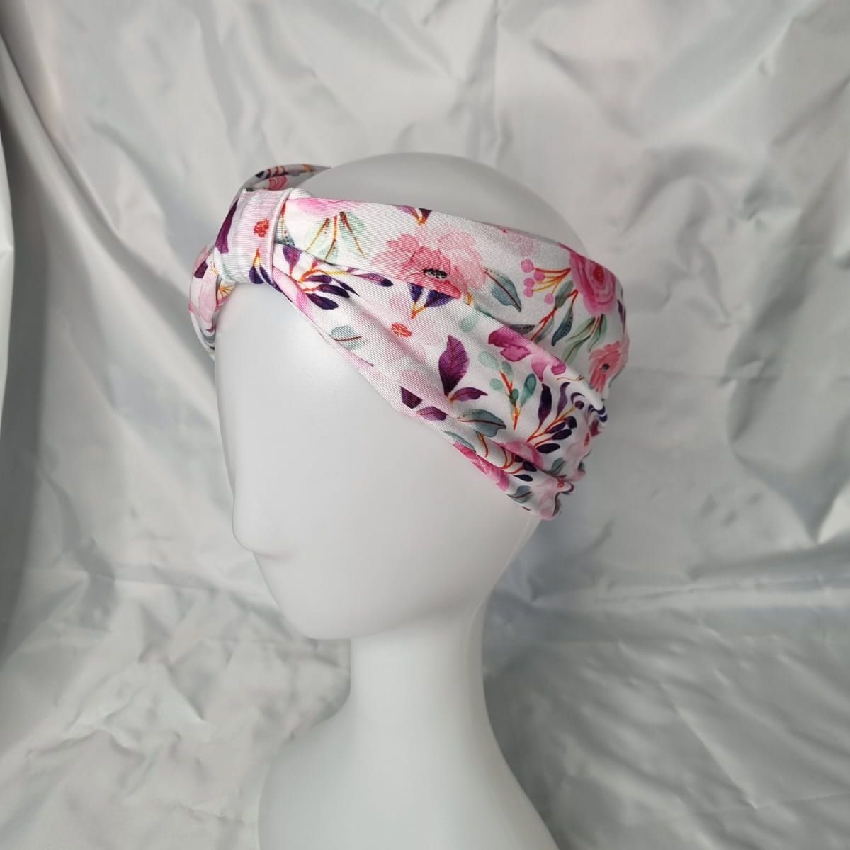 EL ESPACIO DE TOMMY - Turbante cintillo clínico lycra flores rosa