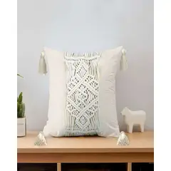 GENERICO - SET DE 4 FUNDAS DE COJIN ESTILO BOHEMIO 45X45 CM BLANCO 03