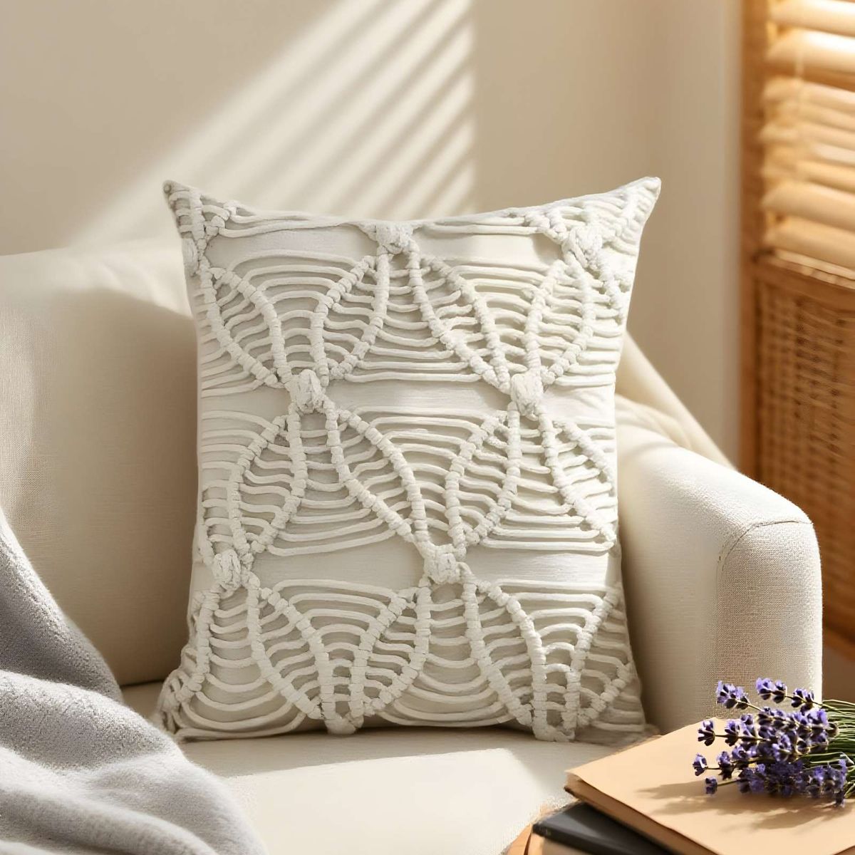 GENERICO - SET DE 2 FUNDAS DE COJIN ESTILO BOHEMIO 45X45 CM BLANCO 04