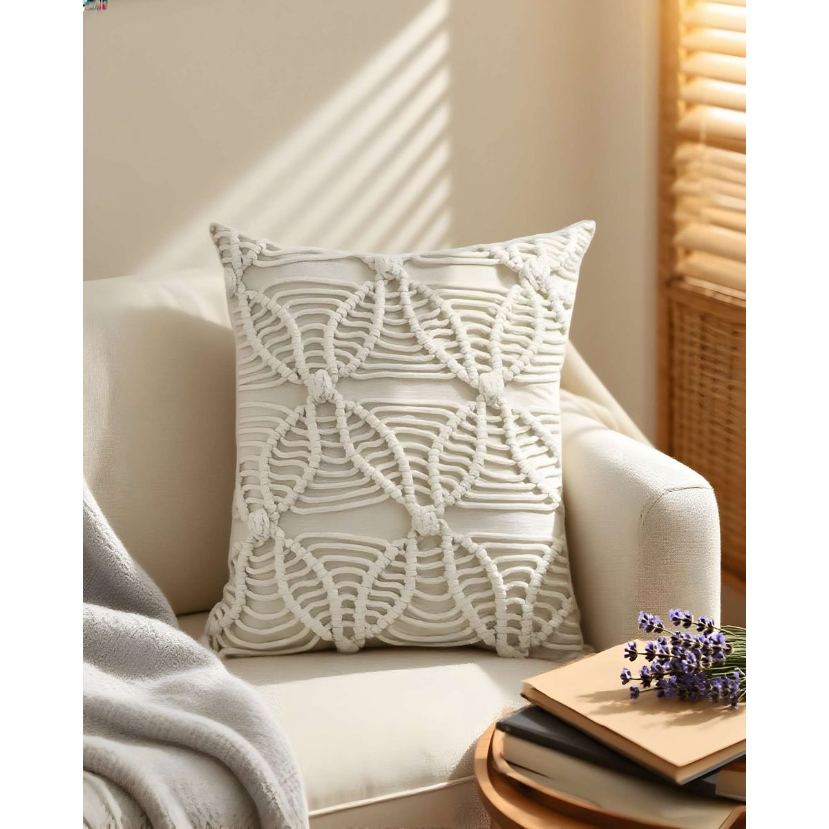 GENERICO - SET DE 2 FUNDAS DE COJIN ESTILO BOHEMIO 45X45 CM BLANCO 04