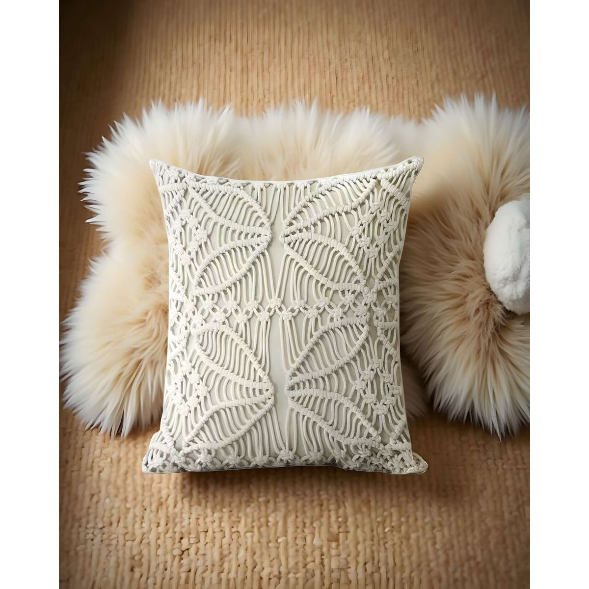 GENERICO - SET DE 4 FUNDAS DE COJIN ESTILO BOHEMIO 45X45 CM BLANCO 05