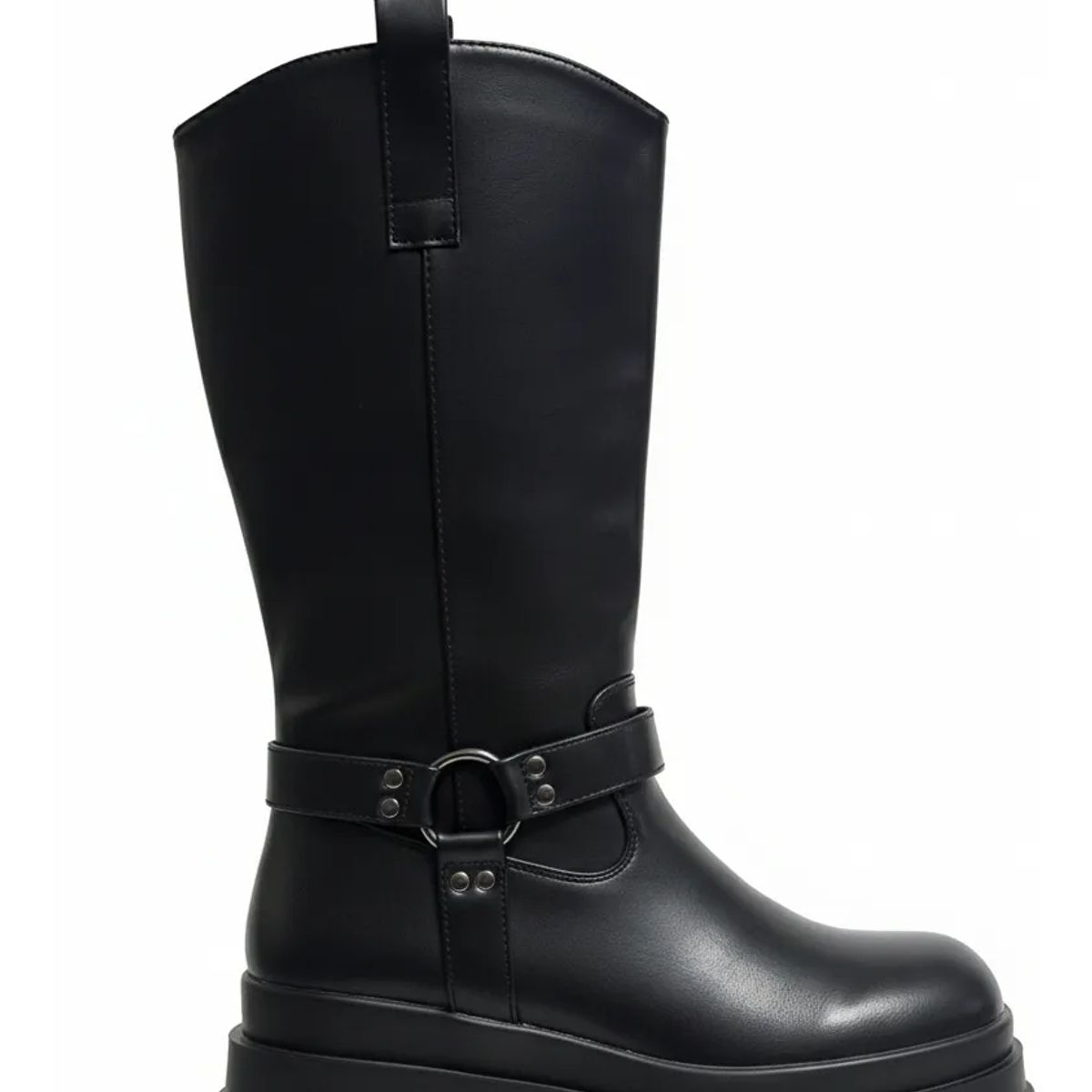 BOVINITA - Bota Mujer Bucanera Rock Negra Caña Alta Plataforma Combat