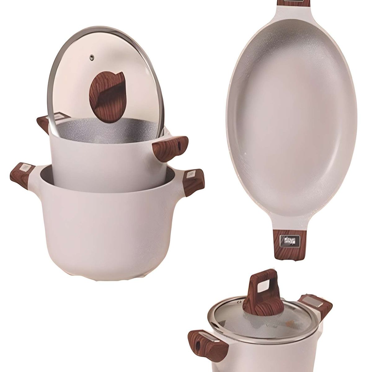 GENERICO - JUEGO DE OLLAS DE COCINA 7 PIEZAS BLANCO