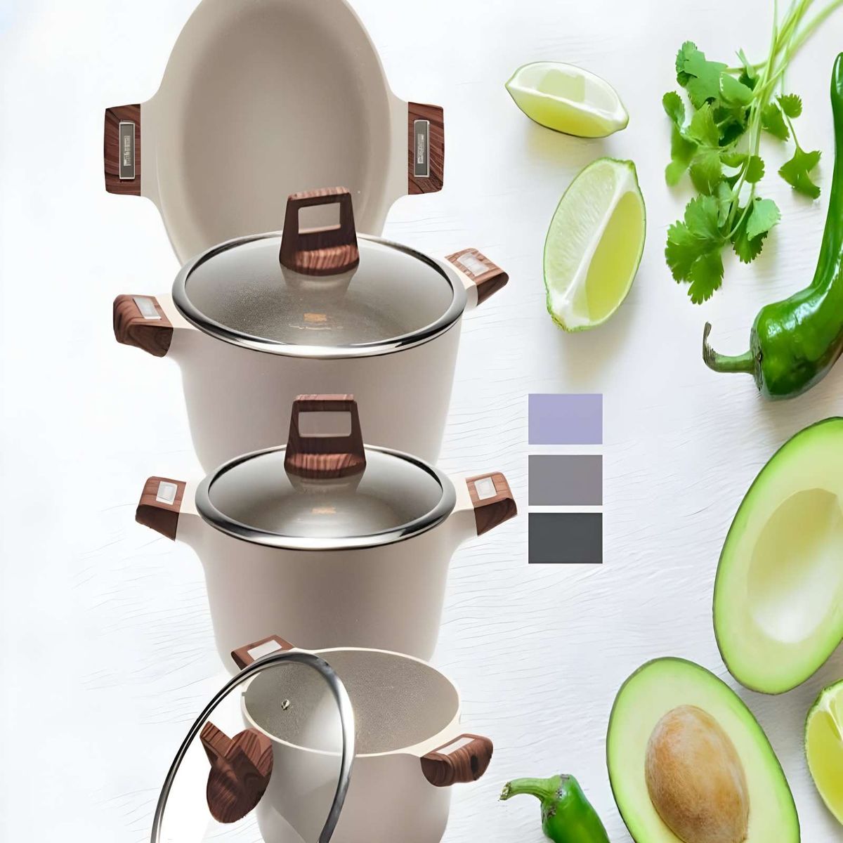 GENERICO - JUEGO DE OLLAS DE COCINA 7 PIEZAS BLANCO