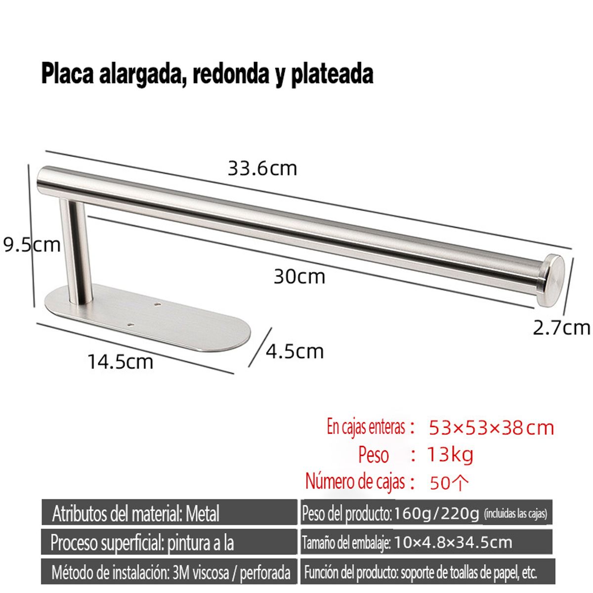 GENERAL - Soporte De Toallas De Papel Para El Baño Sin Perforación