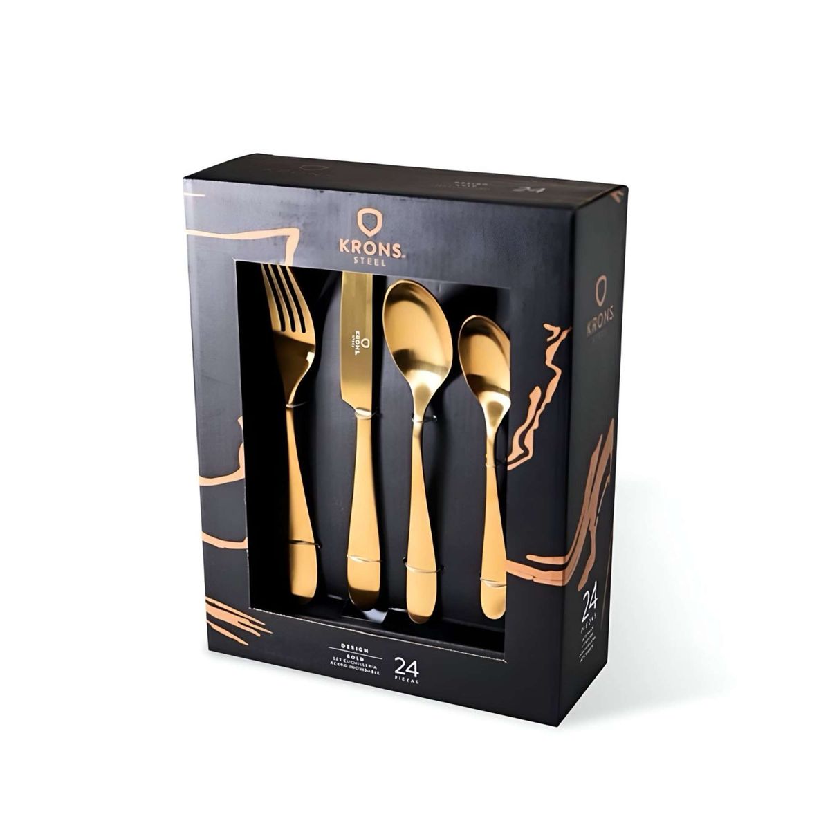 KRONS - Cuchillería de Mesa 24 piezas  Gold - Krons