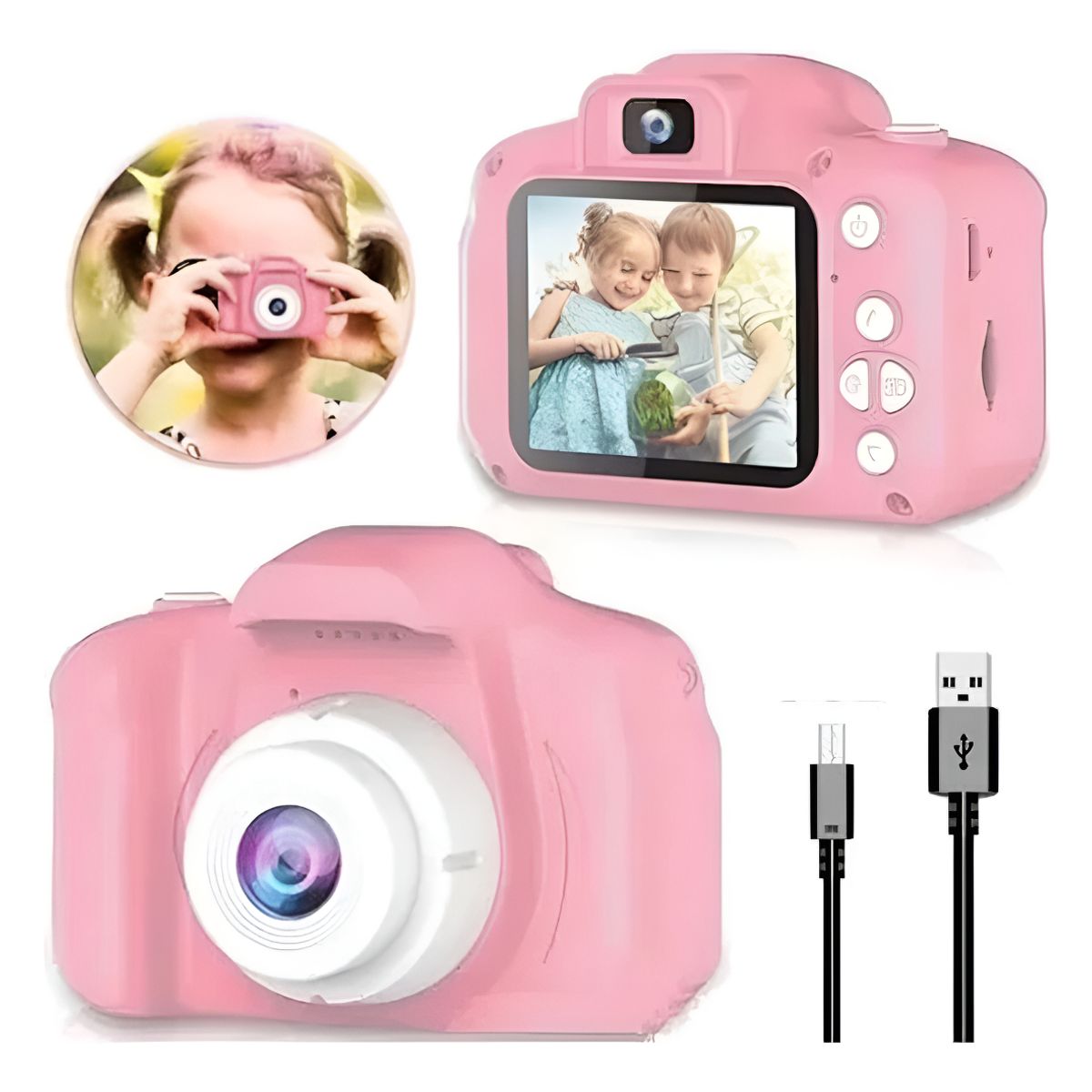 GENERICO - Juguete Mini Cámara Fotográfica Digital Para Niños Rosa