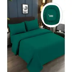 GENERICO - JUEGO DE SABANAS DE 500 HILOS 2 PLAZAS TURQUESA