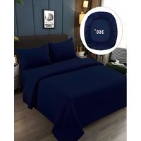 JUEGO DE SABANAS DE 500 HILOS 2 PLAZAS AZUL OSCURO