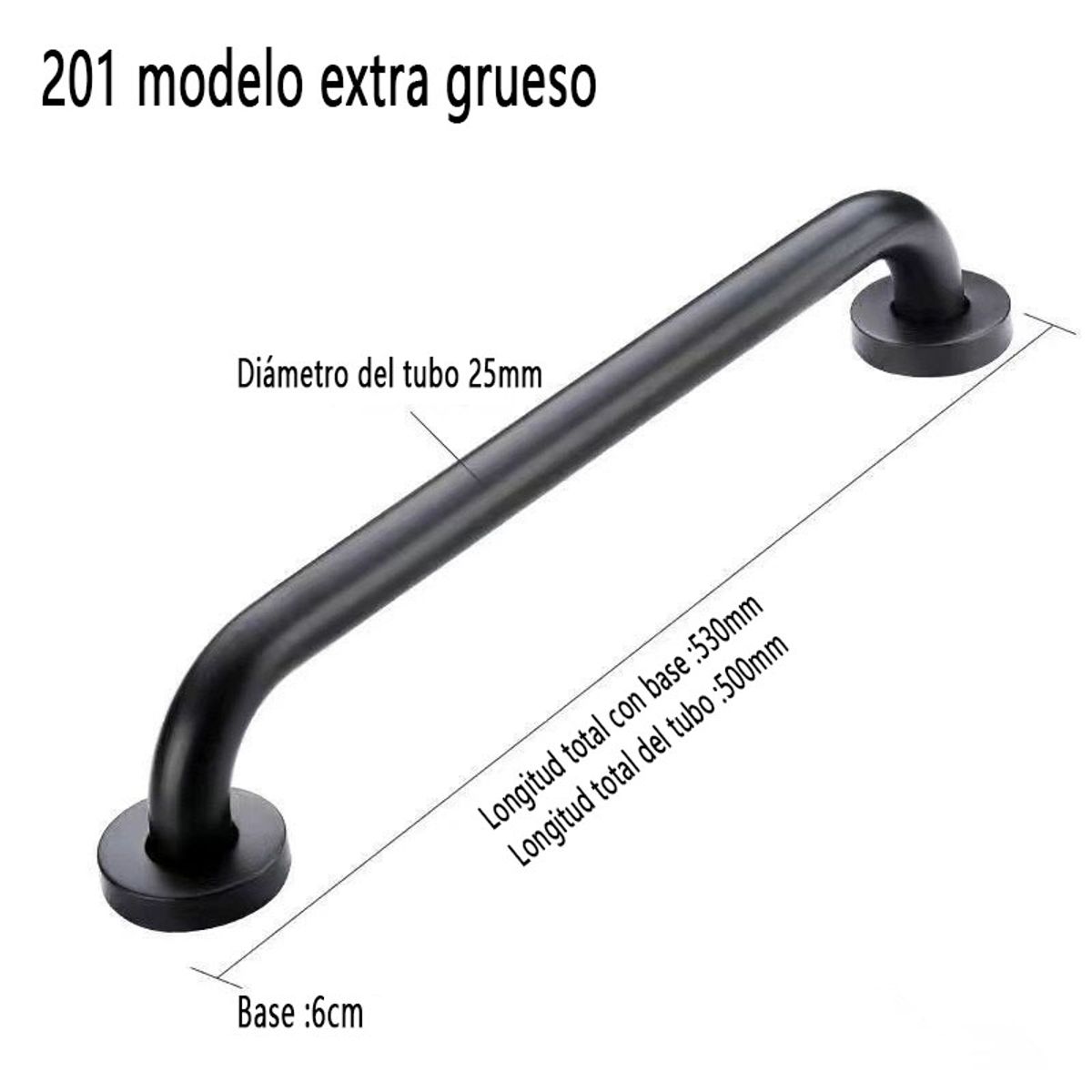 Acero Inoxidable Engrosado Toilet Safe Handle 50cm Negro, marca GENERAL - Foto 2