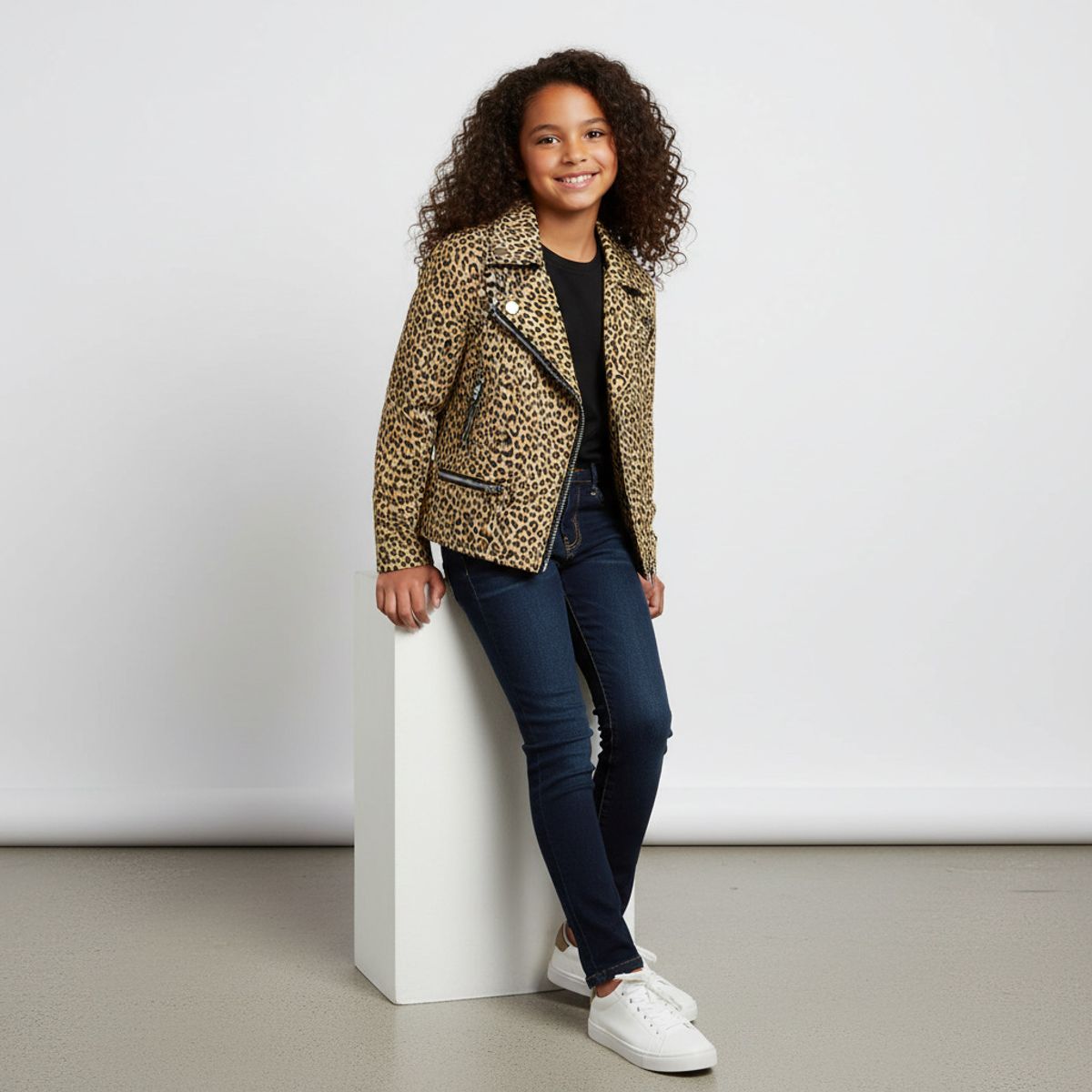 KIBOU - Chaquetas Animal Print Niña Estilo Biker Moda Casual