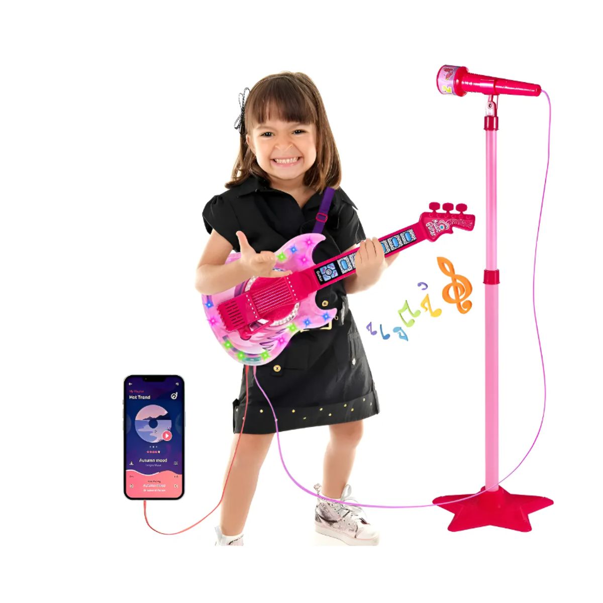 GENERICO - Guitarra Juguete Musical Con Micrófono Karaoke Para Niñ Rosa