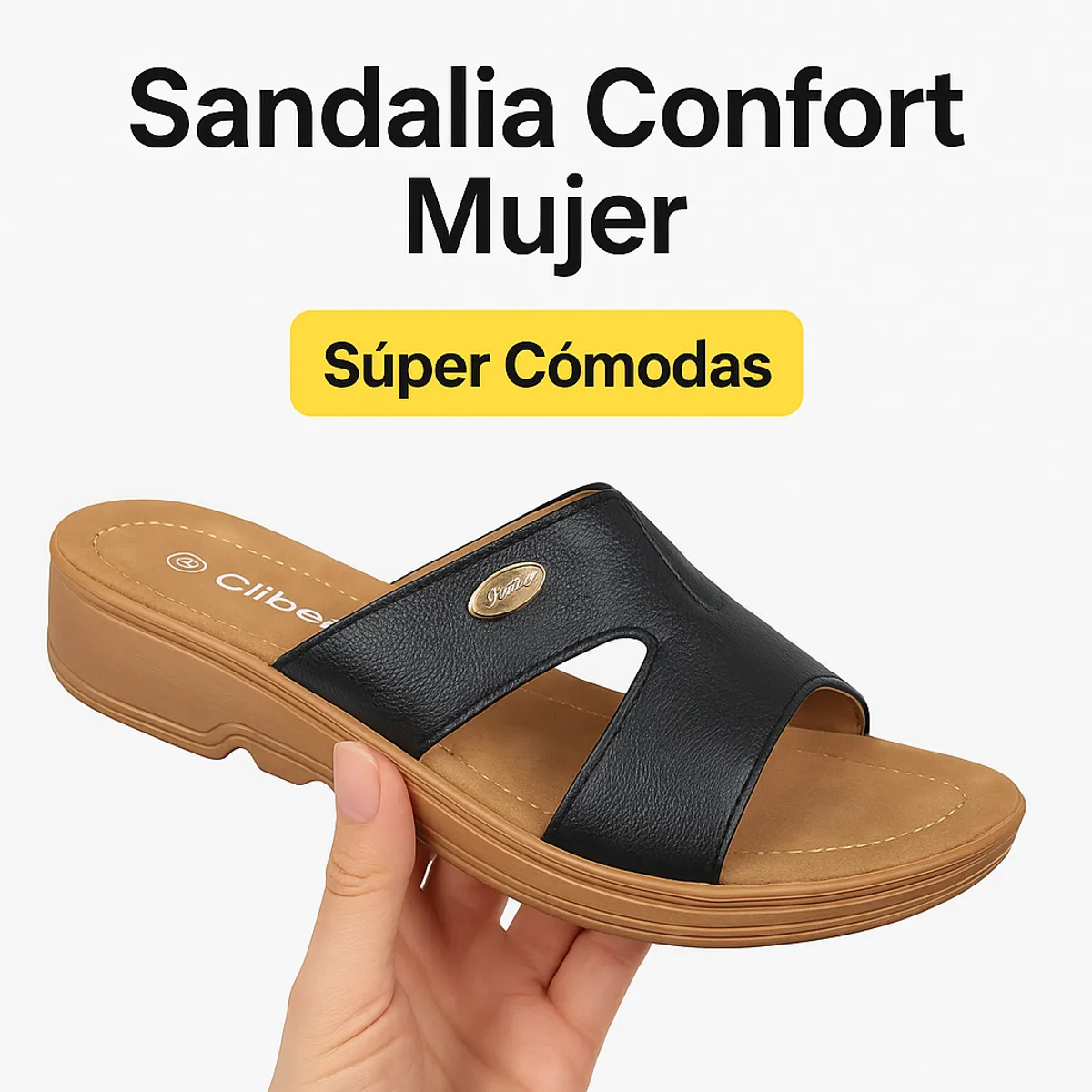 CARBIN - Sandalias Mujer PU Confort  Plataforma Baja  Súper Cómodas
