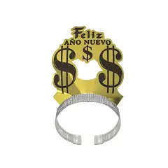 GENERICO - Cintillo dorado feliz año nuevo 105x14cm