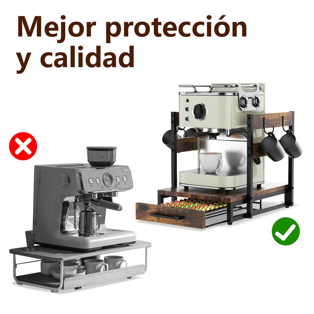 HALMAN - Cajón Porta Cápsulas K-Cup con Ganchos para Tazas