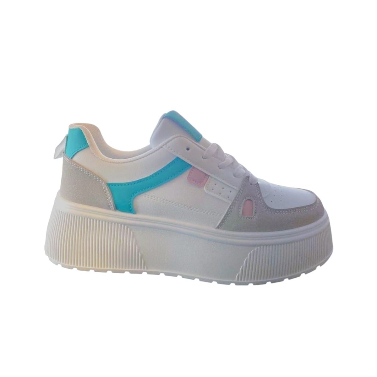 HERIEL - Zapatilla Blanca y Verde Plataforma Mujer