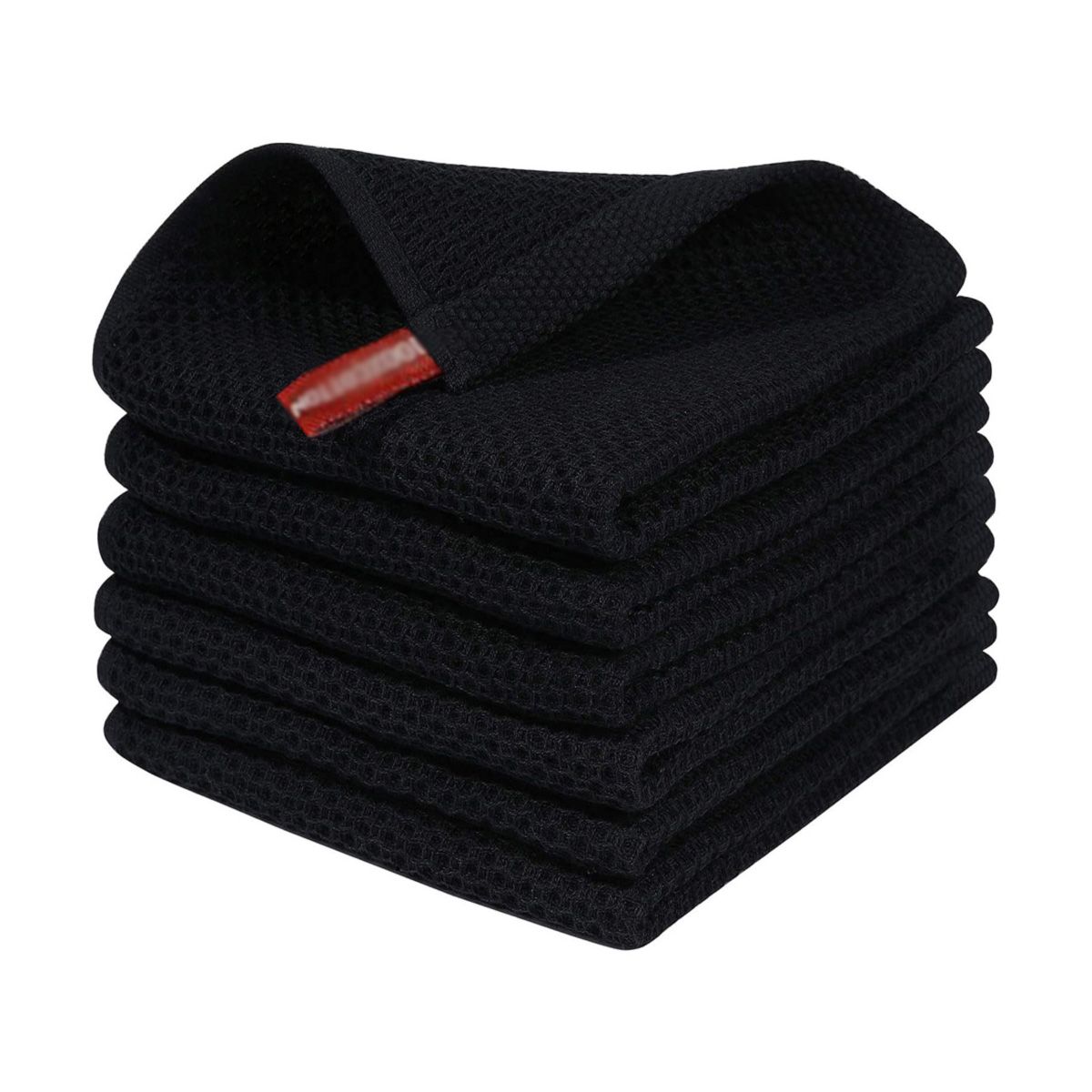 KINDA NICE - Pack 3 Paños Cocina Algodón Engrosada Honeycomb Toallas Negro