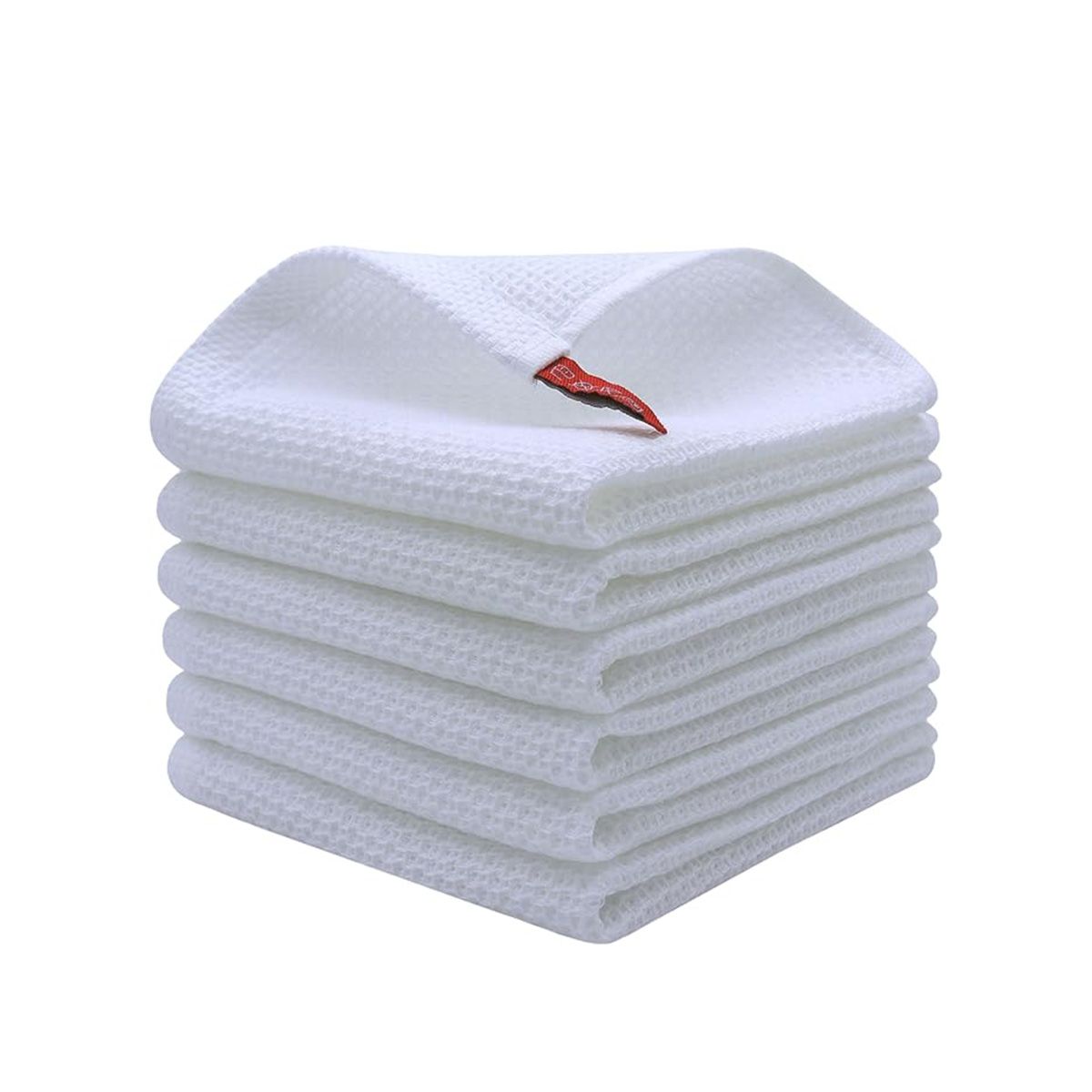 KINDA NICE - Pack 3 Paños Cocina Algodón Engrosada Honeycomb Toallas Blanco