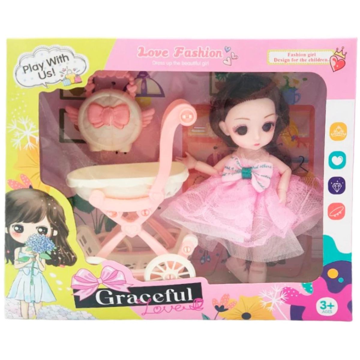 GENERICO - Juguete Muñeca Con Coche Accesorio Graceful Infantil