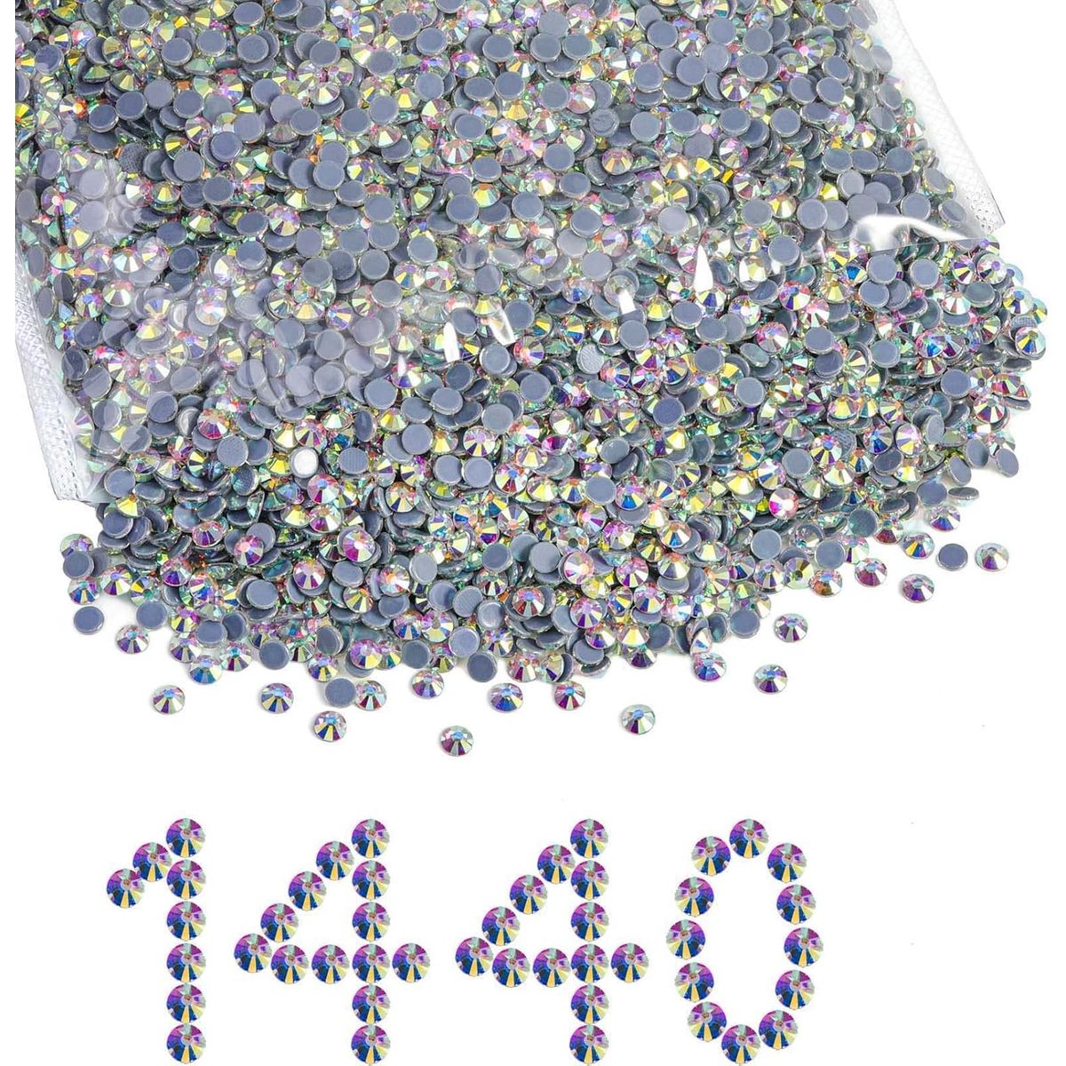 KUANGYE - 1440 piezas Cristales Ab Hotfix Strass Ss20 5mm Para Pegar Termofijar Termoadheribles Brillo