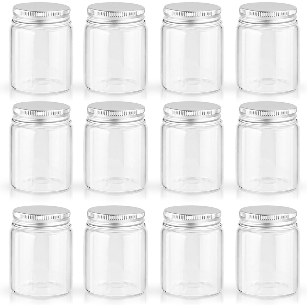 KUANGYE - Pack De 12 Frascos Envases Botes Con Tapa 250 Ml Plástico Transparente