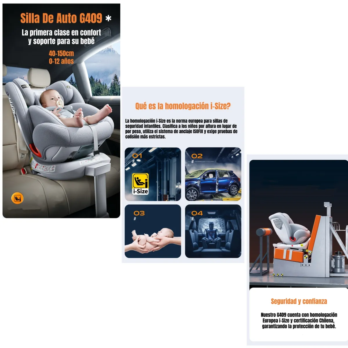 LUBABYCAS - Silla de Auto Convertible 360° Isofix Y Pata Apoyo Lubabycas