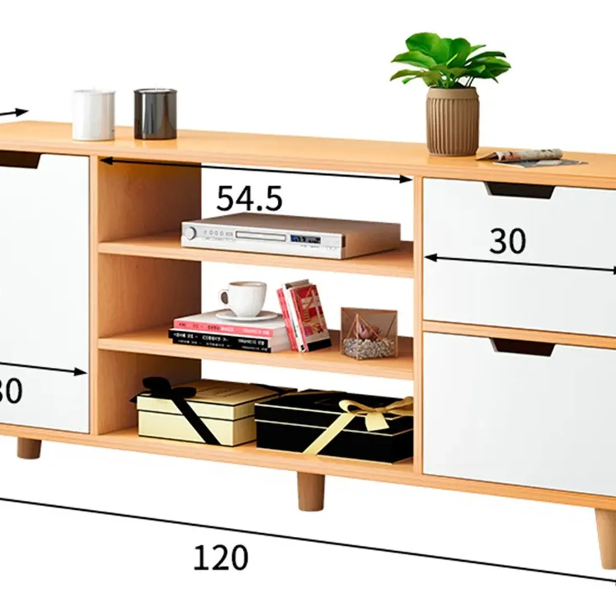 YOMYM - Mueble de TV Estilo Nórdico de 120cm en Color Madera de Arce Nórdico Para Salón