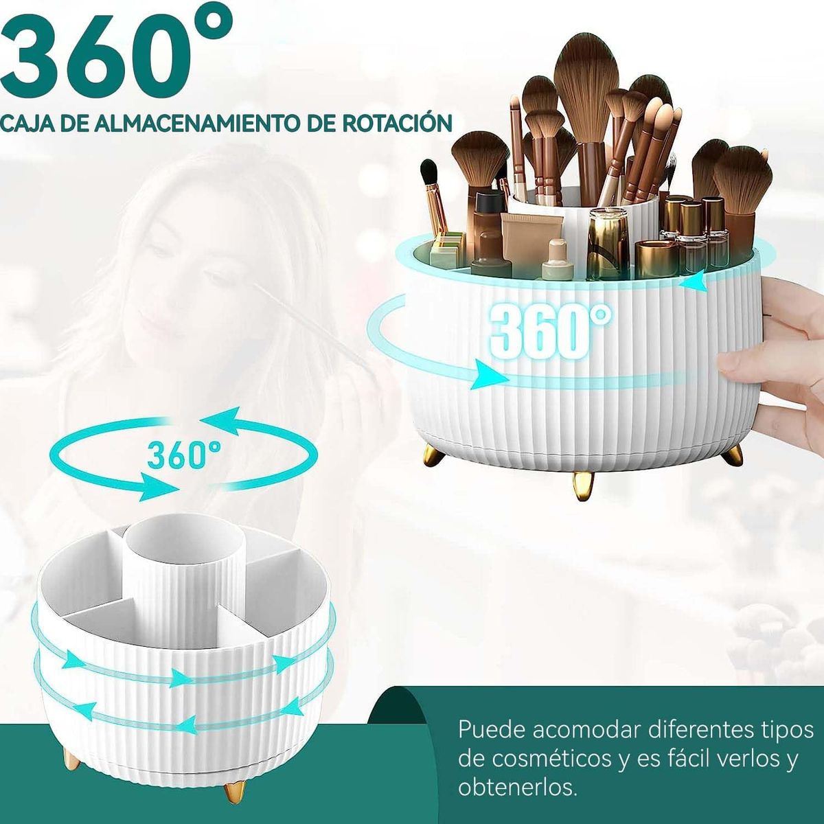 KUANGYE - Porta Lápices Organizador Giratorio Blanco 360 Grados
