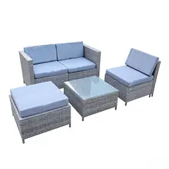 ELEMENT DESIGN - Juego de Living de Terraza Seccional 5 Piezas Marrón Lzquierdo