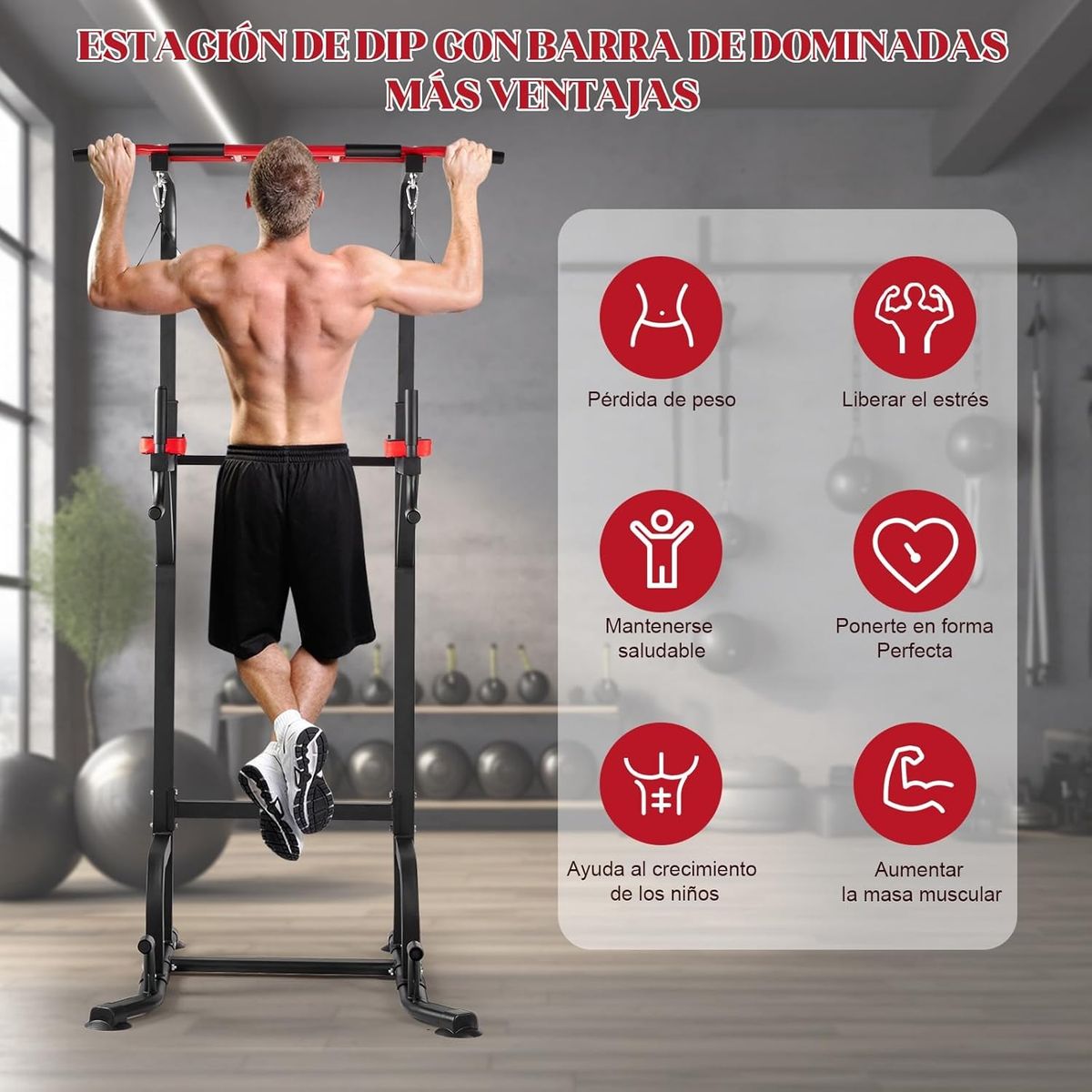 TATEE - Home Gym Multifuncional Barra Dominadas negro