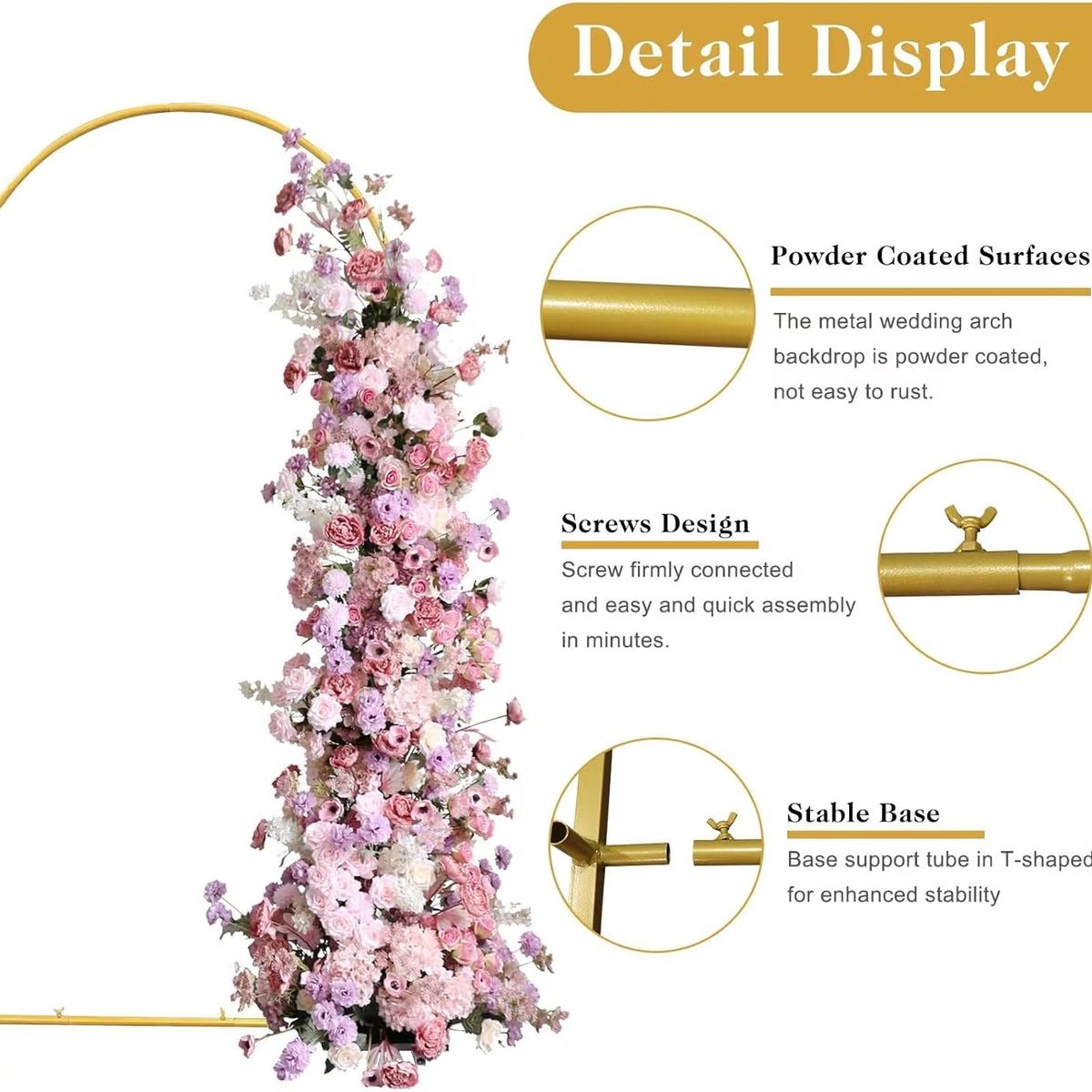 KUANGYE - Base Estructura Arco Globos Decoraciones Aro 1×2 M para Boda Cumpleaños Ceremonia Y Jardín Evento