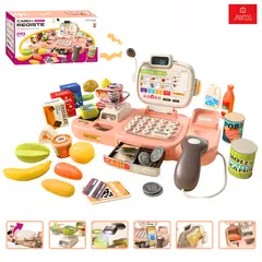 ANIKIDS - Caja Registradora Infantil Niños Juguete Didáctico 67 Piezas Rosado