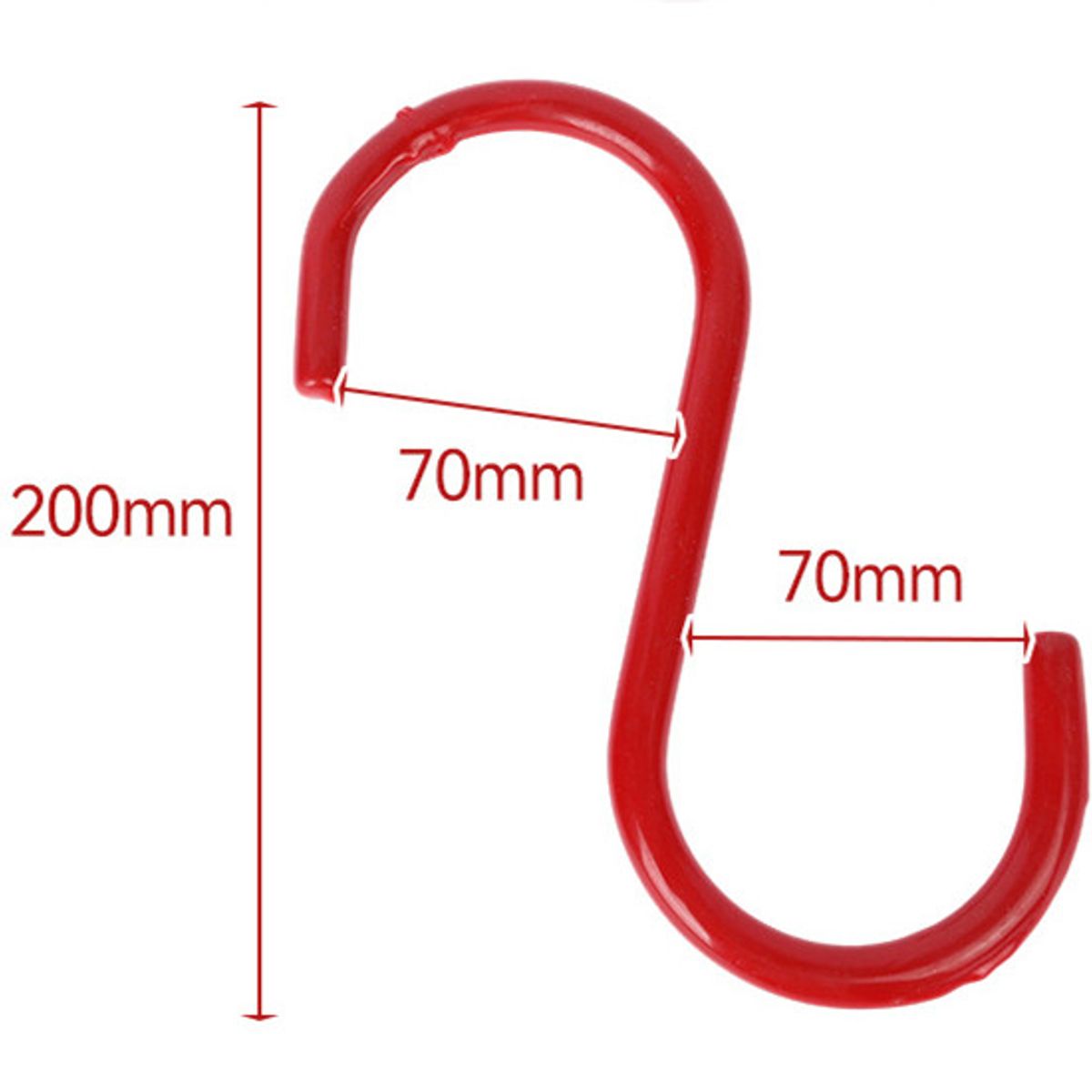 KUANGYE - Pack 5 Un Gancho Seguridad Tipo S (cable-safe) Con Pvc Rojo