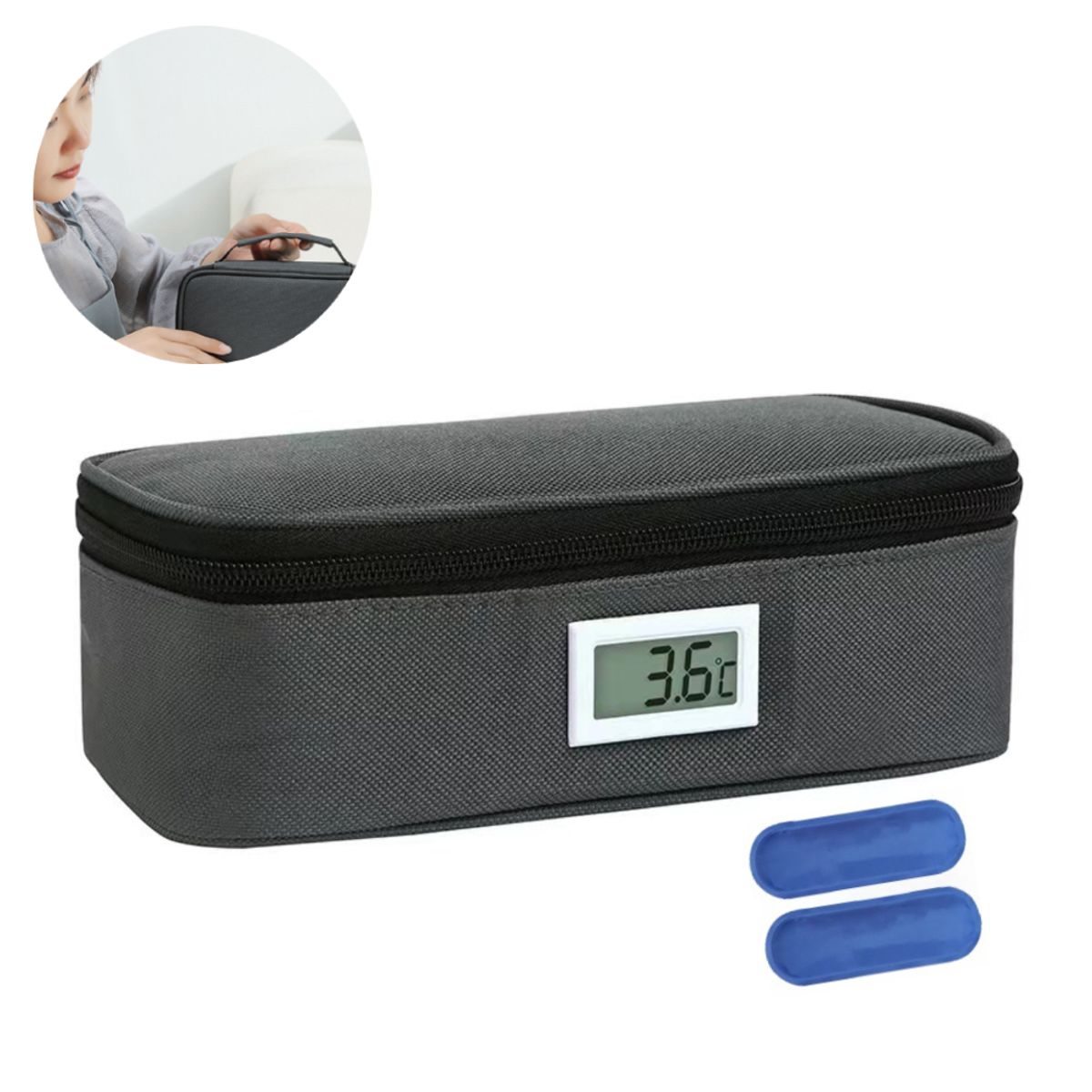 ATURE - Para Insulina Con Termómetro Y Bolsas De Hielo Aislantes