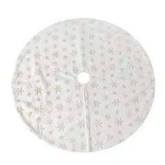 GANGLIAN - Falda Árbol Navideño 90cm BlancoNieve Dorada Felpa Reutilizable - Decoración Fiestas