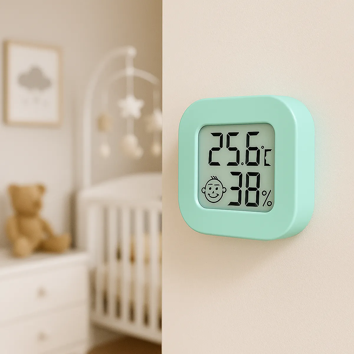 LLEGO UNO - Termómetro Higrómetro Digital Ambiente Bebe Temperatura Verde