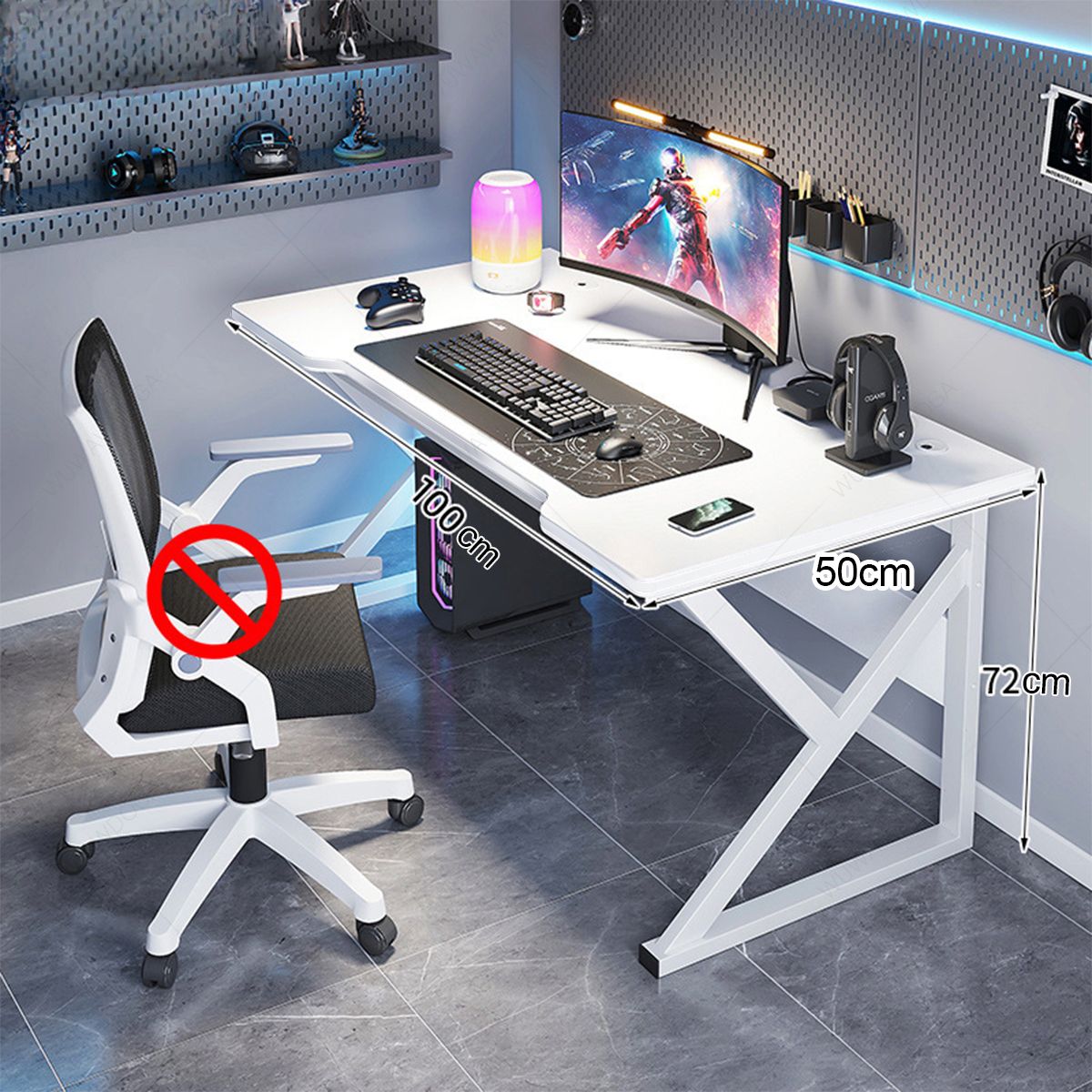 WUWAWDOGA - Escritorio Gamer Profesional K Mesa 100x72x50 Cm Blanco o Marrón