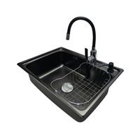 Lavaplatos 61x43 Cm Negro Con Rejilla + Dispensador + Llave