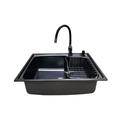 Imagen 2 del producto Lavaplatos 61x43 Cm Negro Con Rejilla + Dispensador + Llave