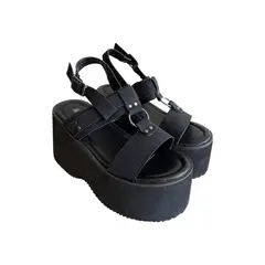 HERIEL - Sandalia Negra Plataforma Mujer