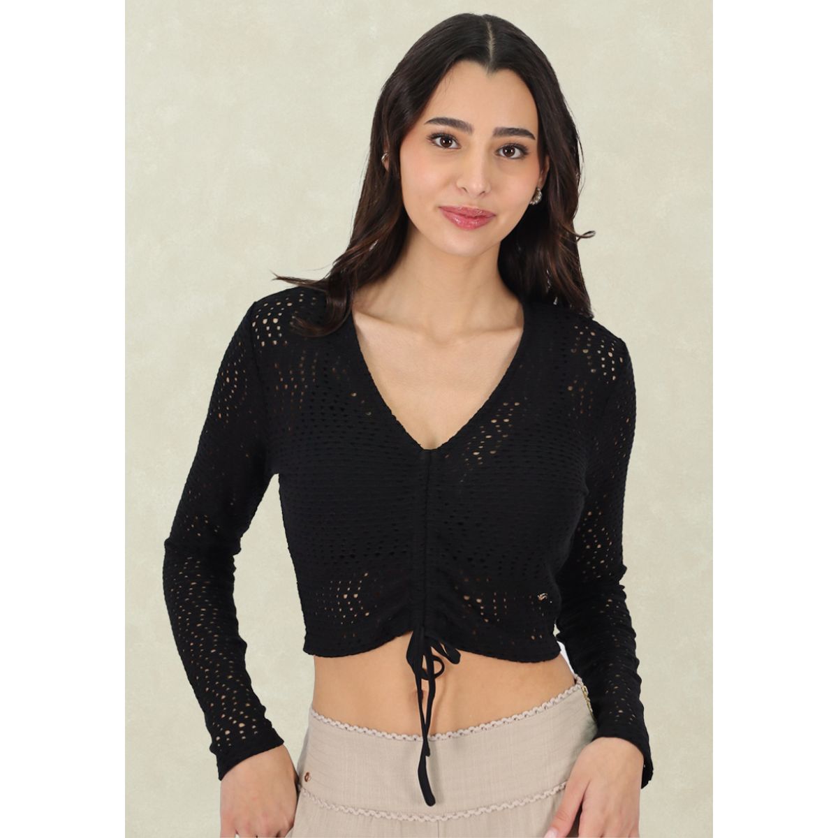 TENTATION - Top Crop Ajustable Negro Tentation