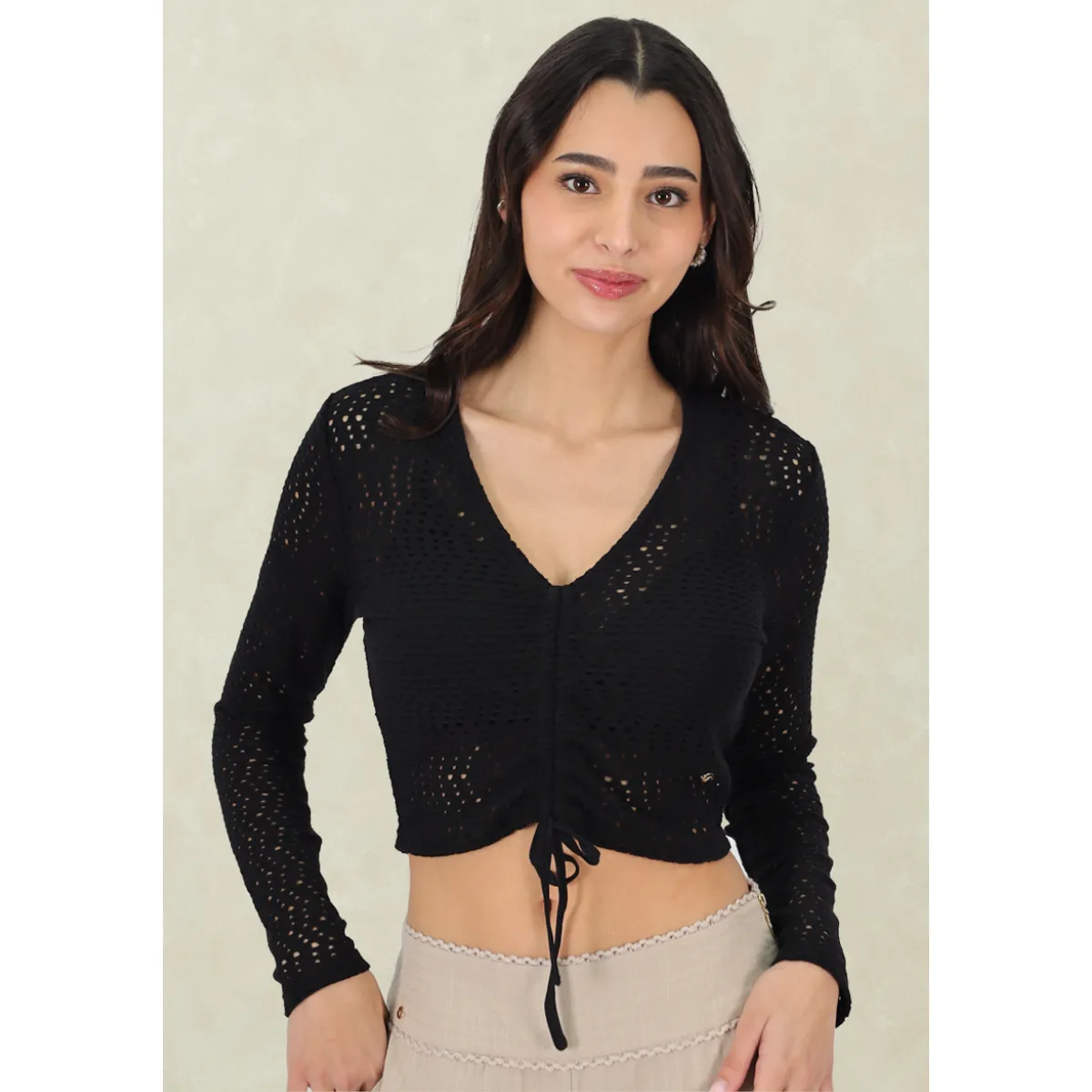 TENTATION - Top Crop Ajustable Negro Tentation